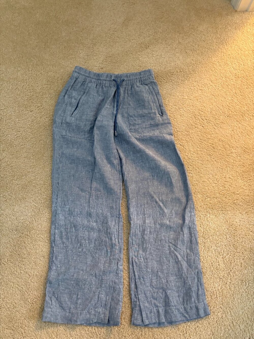 Athleta Blue Pull On Wide Leg Pants Size 0 Drawstring Pockets